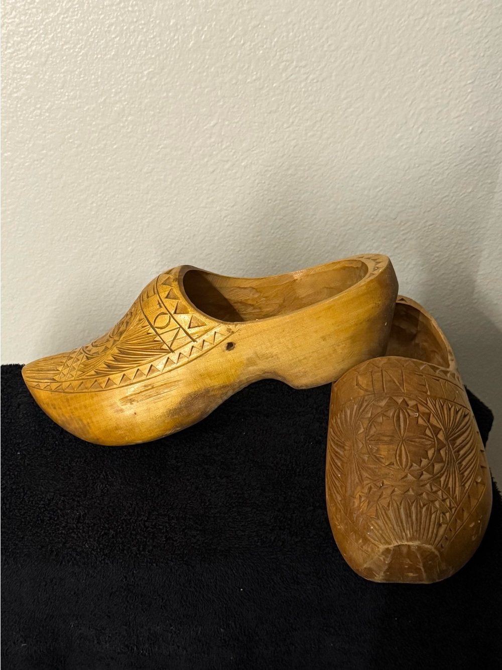 Hand-Carved Wooden Mules in Natural Tan